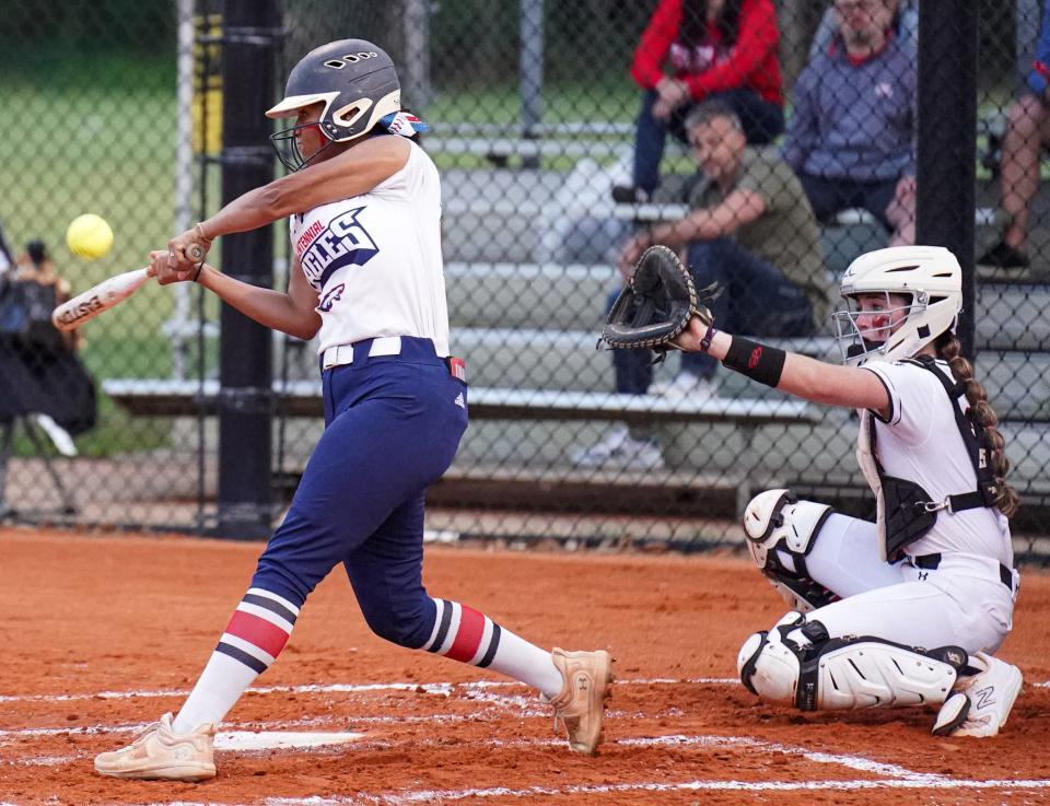 South Fork hosts Centennial in a high school softball game on Monday, April 1, 2024 in Martin County. The Eagles won 4-0.