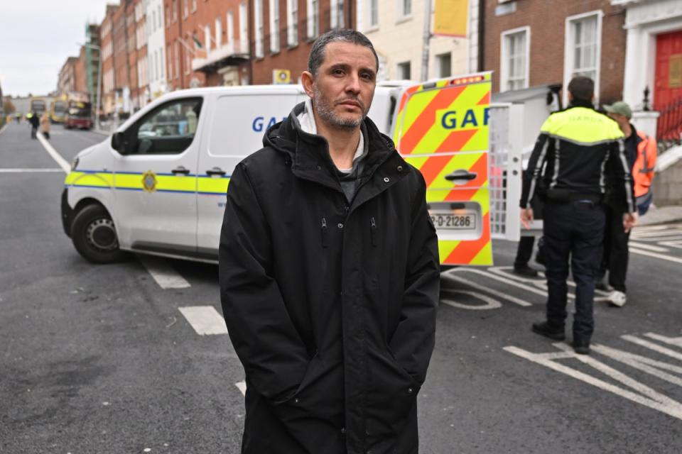 Deliveroo driver Caio Benicio, who claimed to have stopped a knife attacker outside a school, poses on Friday in Dublin, Ireland (Getty Images)