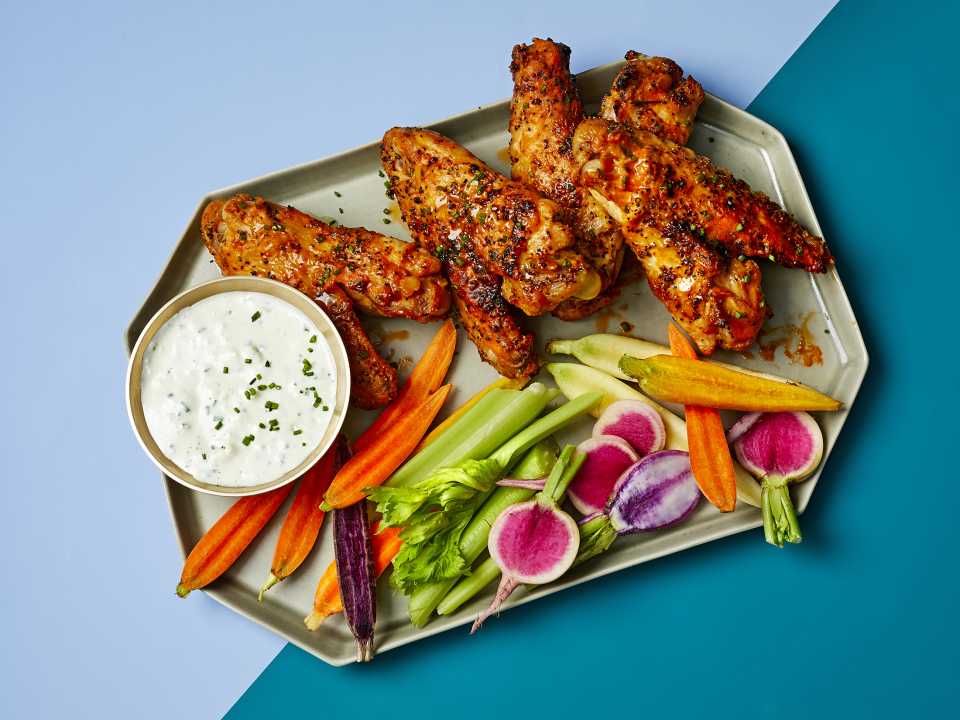 Buffalo Turkey Wings With Blue Cheese Dip