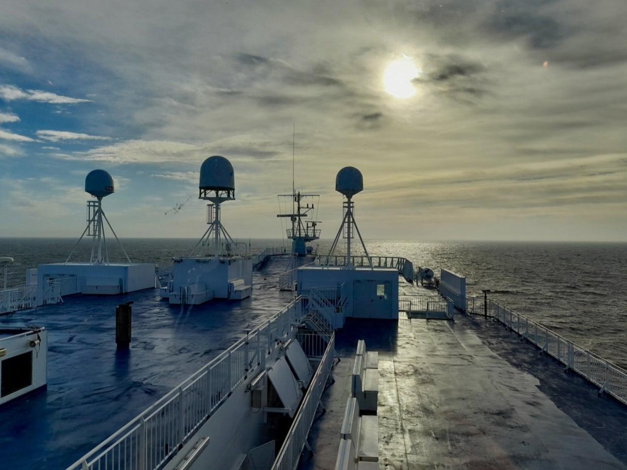 Sunset, or maybe sunrise, on the MS Norröna (Mark Stratton)