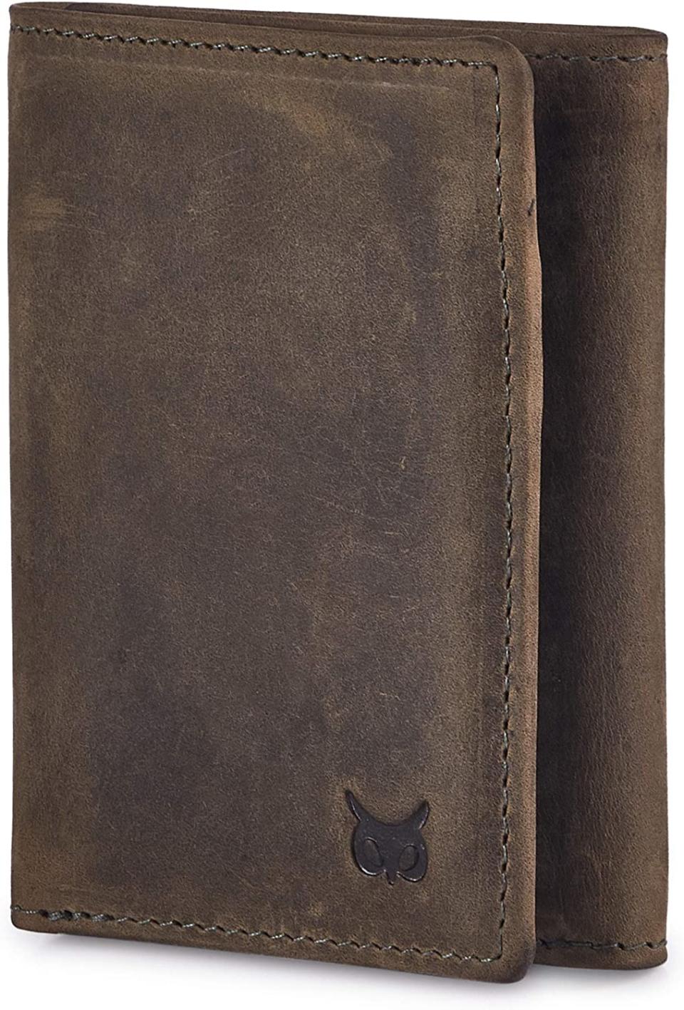 Wise Owl Accessories Genuine Leather Trifold Wallet. Image via Amazon.