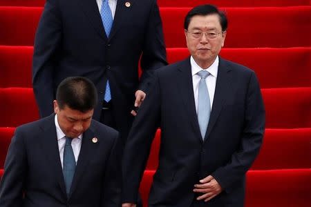 Zhang Dejiang, the chairman of China's National People's Congress, arrives for a three-day visit in Hong Kong May 17, 2016. REUTERS/Bobby Yip