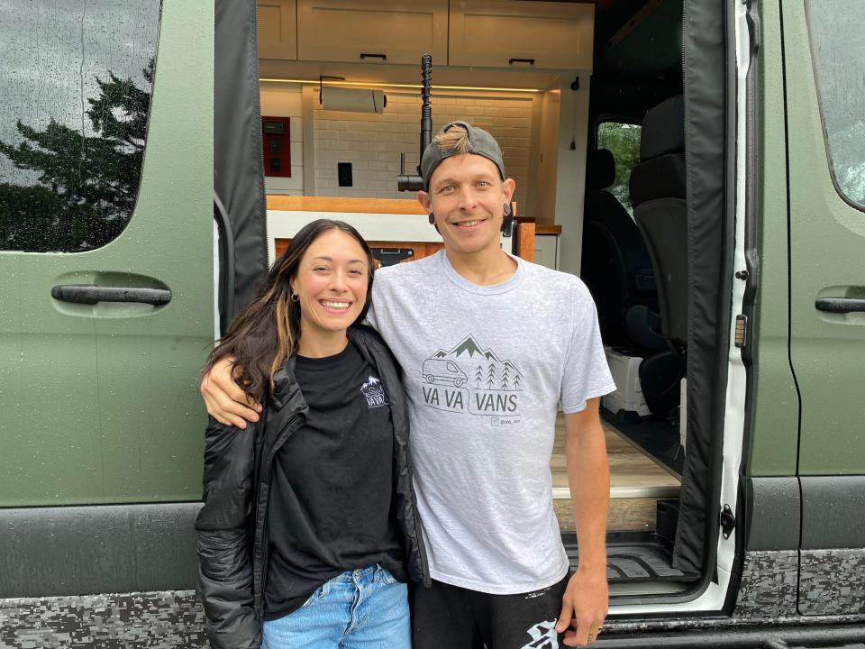 Kelley and Danny Diatchenko did a full custom build for the owner of this Mercedes Sprinter Van for camping and road trips.