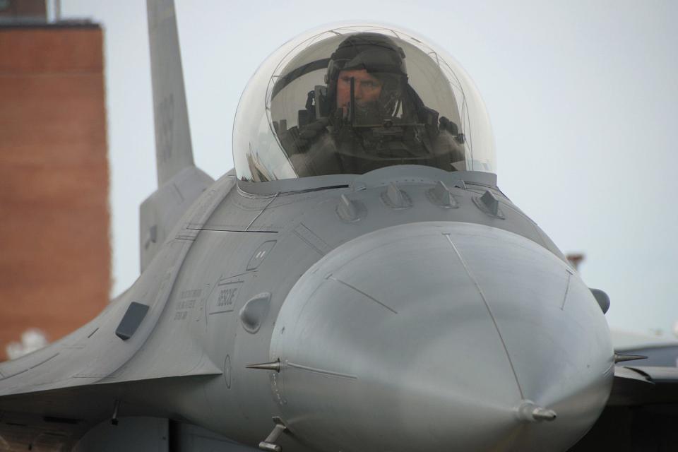 Air Force F-16 fighter jet canopy pilot cockpit