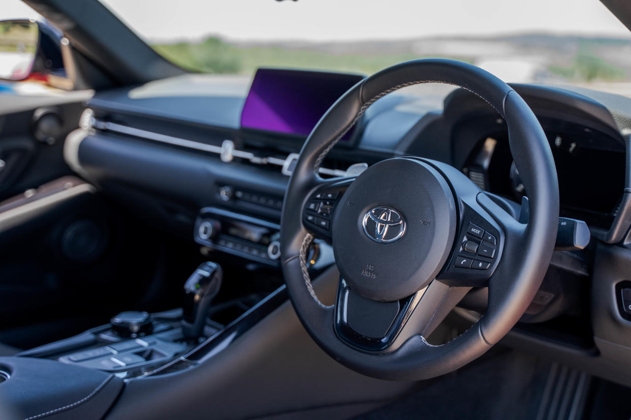 The Supra's interior features many BMW-sourced touches 