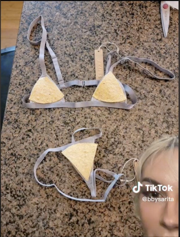 A TikToker used tortilla chips to measure Kim Kardashian's Skims micro  underwear for anyone 'wondering about the size' and fans can't stop  cracking jokes - Yahoo Sports