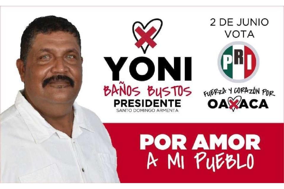 Yoni Baños Bustos candidato del PRI al ayuntamiento de Santo Domingo Armenta, Oaxaca