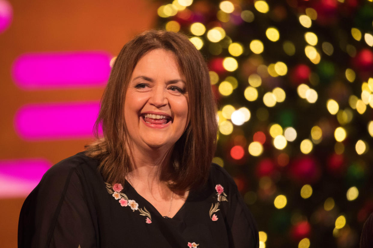 Ruth Jones during the filming for the Graham Norton Show at BBC Studioworks 6 Television Centre, Wood Lane, London, to be aired on BBC One on Friday evening. Picture date: Thursday December 19, 2019. Photo credit should read: PA Images on behalf of So TV (Photo by David Parry/PA Images via Getty Images)