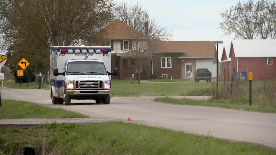 Ambulance near Swan Boat Club in Berlin Charter Township, Mi. (WDIV)