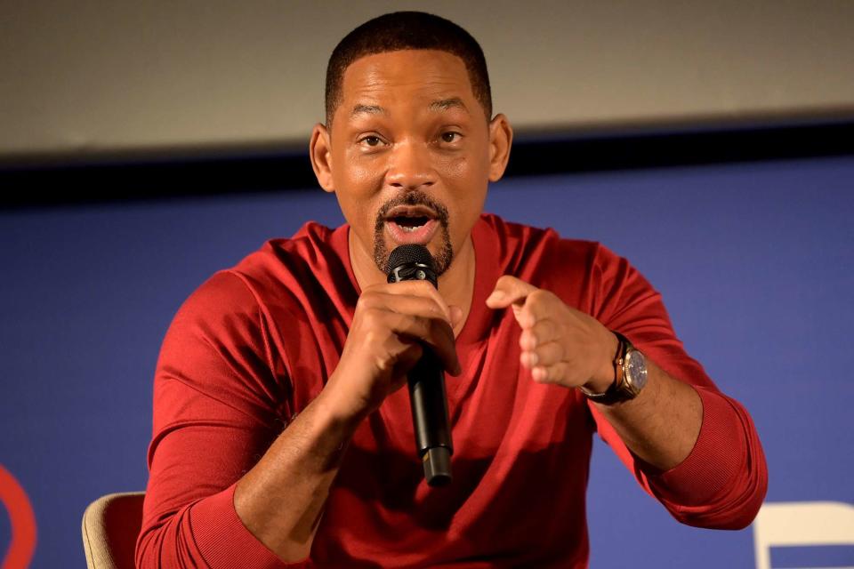 <p>Eamonn M. McCormack/Getty for The Red Sea International Film Festival</p> Will Smith speaks at the the Red Sea International Film Festival 2023 in Saudi Arabia