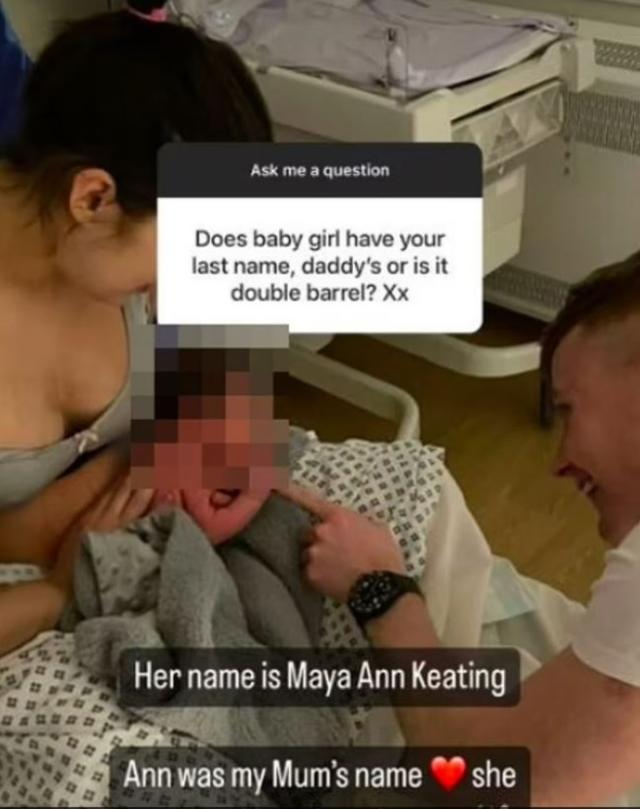 Keely Iqbal, the mother of Jack Keating&#x002019;s daughter, confirmed the child&#x002019;s name during an Instagram Q&amp;A (Instagram)
