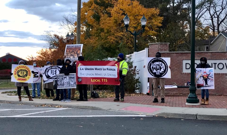 Workers at Refresco Factory, a bottling company, in Wharton, NJ call on managment to improve working conditions and increased pay.