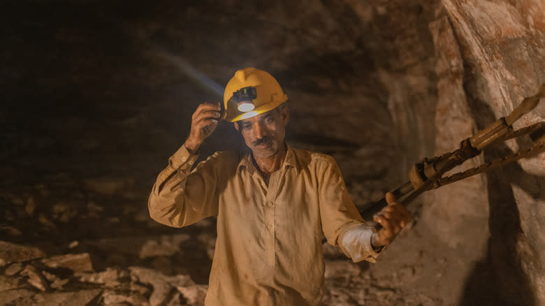 A miner at Khewra Salt Mine