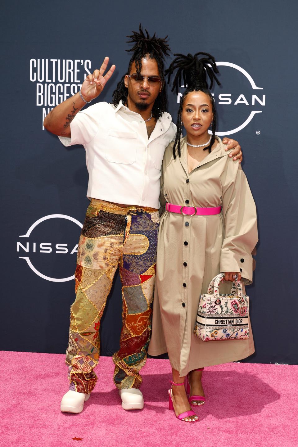 Keith Lee is pictured with wife Ronnie Lee at the BET Awards 2023 at Microsoft Theater on June 25, 2023 in Los Angeles, California.