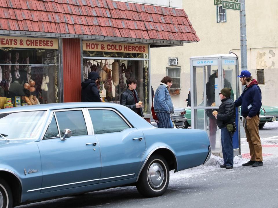 <p>Michael Gandolfini is seen on the movie set of The Many Saints of Newark on March 12, 2020 in New York City.</p>