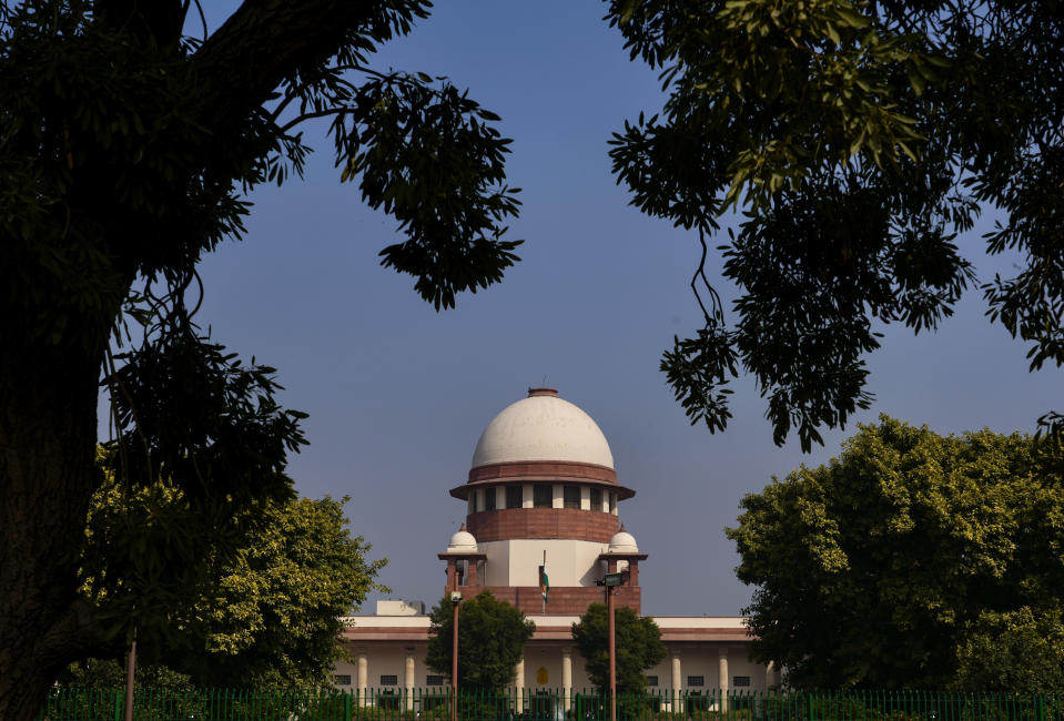 The Supreme Court building is seen in New Delhi, India, Monday, Dec.11, 2023. India’s top court on Monday upheld a 2019 decision by Prime Minister Narendra Modi’s government to strip disputed Jammu and Kashmir’s special status as a semi-autonomous region with a separate constitution and inherited protections on land and jobs. (AP Photo/Manish Swarup)