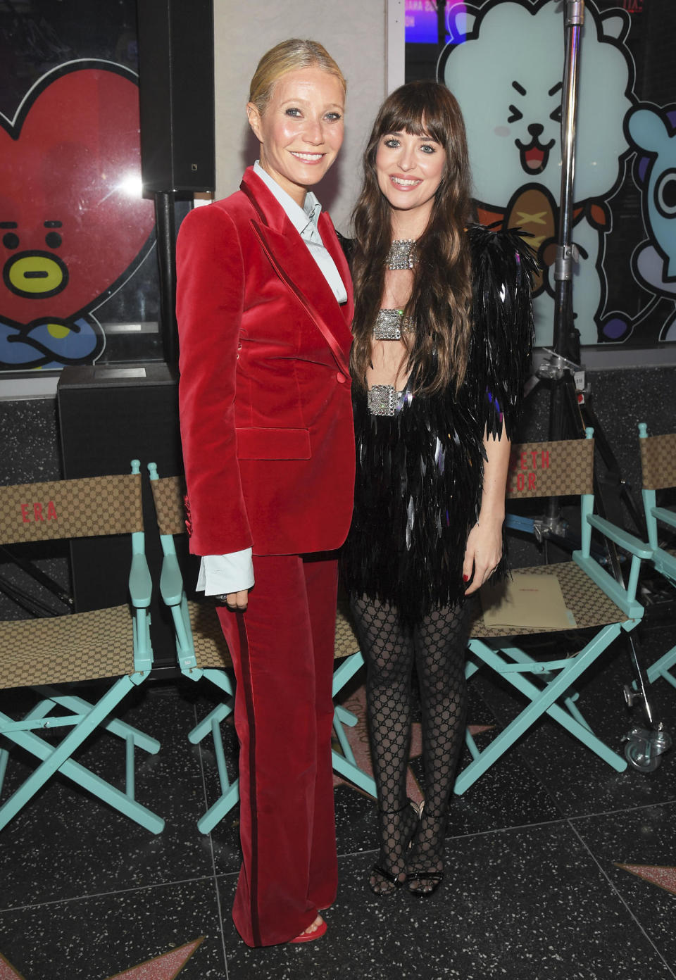 Gwyneth Paltrow and Dakota Johnson at the Gucci Love Parade in 2021. (Michael Buckner / Getty Images)