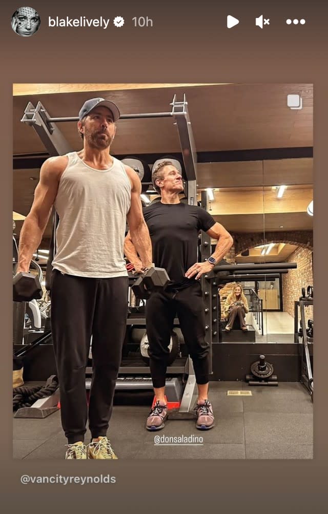 Ryan Reynolds working out, as captured by Blake Lively