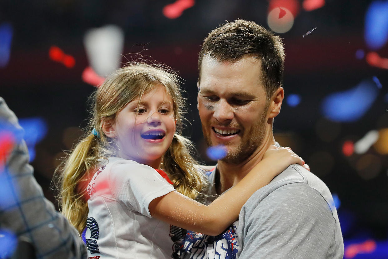 Tom Brady jumped off a cliff with his 6-year-old daughter Vivian during a family vacation and people have feelings about that. (Photo: Getty Images)