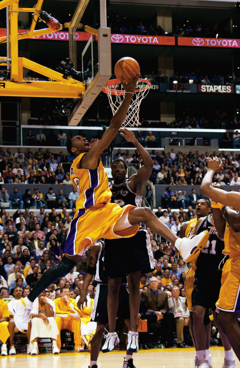 Bryant goes up-and-under for the layup against&nbsp;the San Antonio Spurs during Game 2&nbsp;of the Western Conference Semifinals on May 7, 2002.