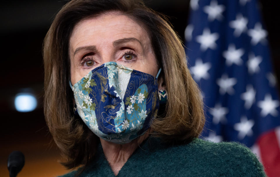 Speaker of the House Nancy Pelosi at a press conference on Jan. 28, 2021. 