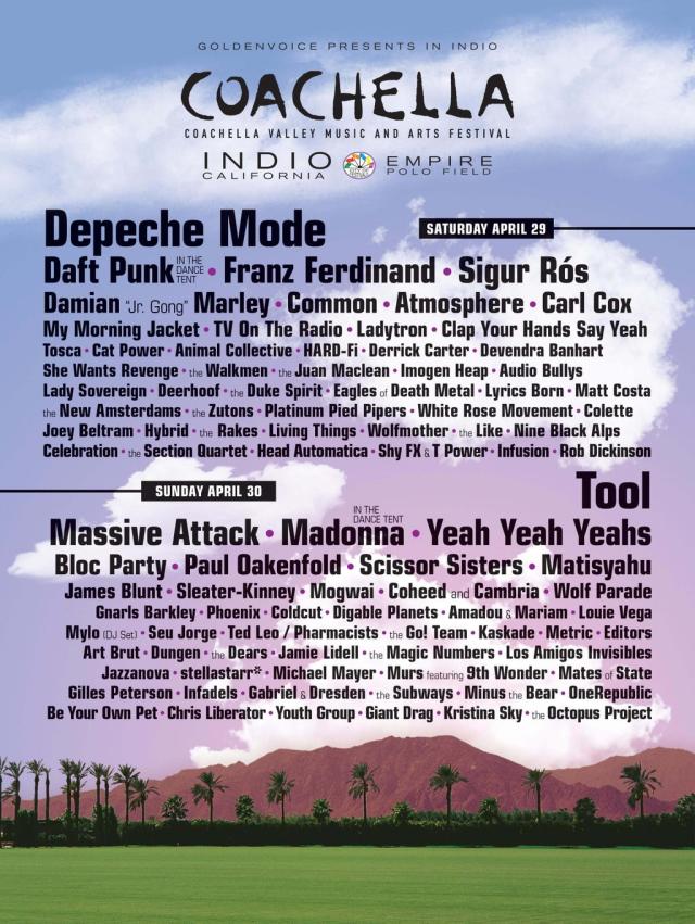 Every single Coachella headliner and lineup poster since the California
