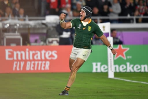 South Africa's wing Cheslin Kolbe scored the try that won the Webb Ellis Cup