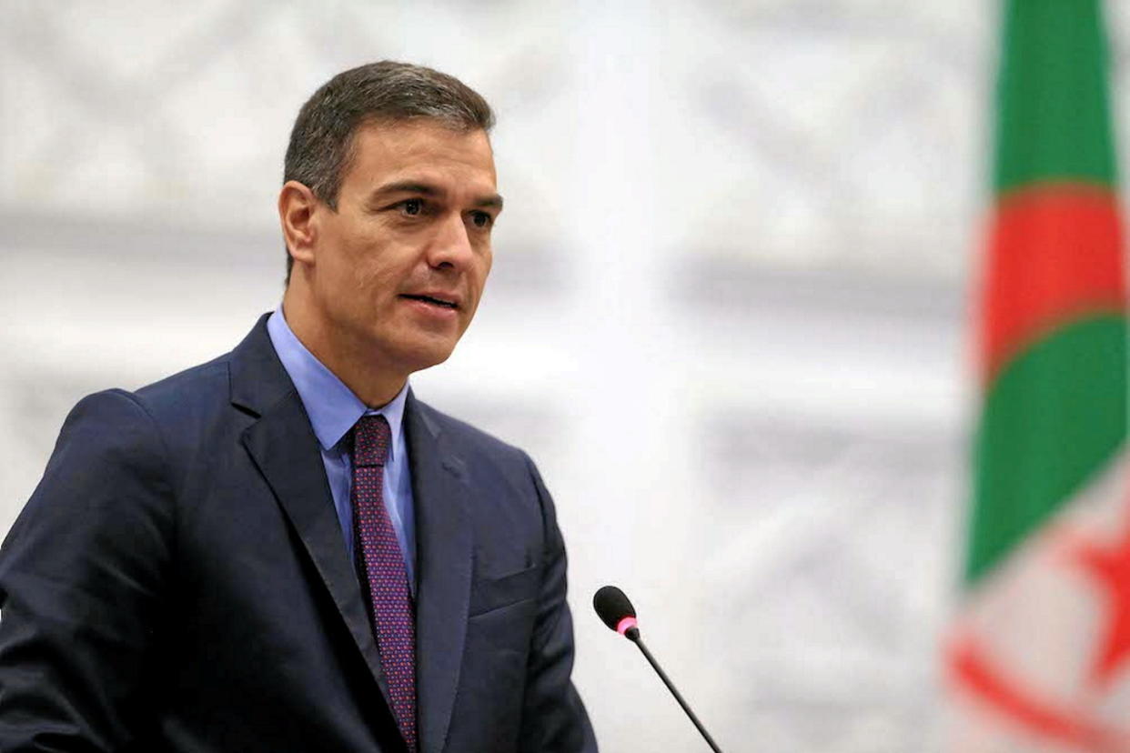 Pedro Sanchez a affiché son soutien à la réaction collégiale des joueuses espagnoles.   - Credit:BILLAL BENSALEM / NurPhoto / NurPhoto via AFP