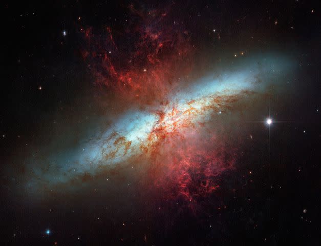 <p>NASA/ESA and The Hubble Heritage Team (STScI/AURA)</p> The Cigar Galaxy is best viewed in April using binoculars or a backyard telescope
