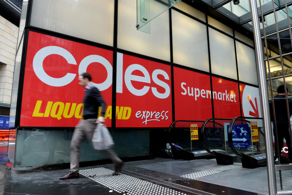 Coles supermarket signage in Sydney.