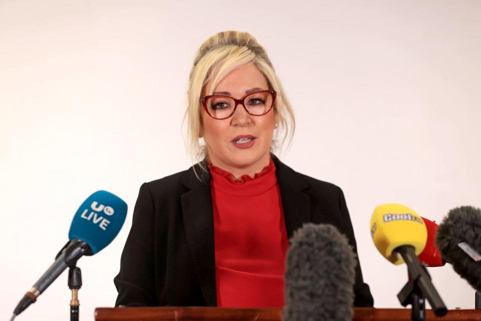 First Minister Michelle O'Neill at a press conference at Parliament Buildings, Stormont, following the publication of the Operation Kenova Interim Report (Liam McBurney/PA Wire)