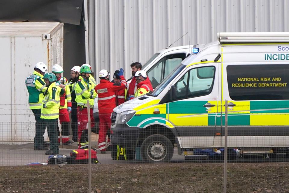 Emergency services at the scene in Leith (PA)