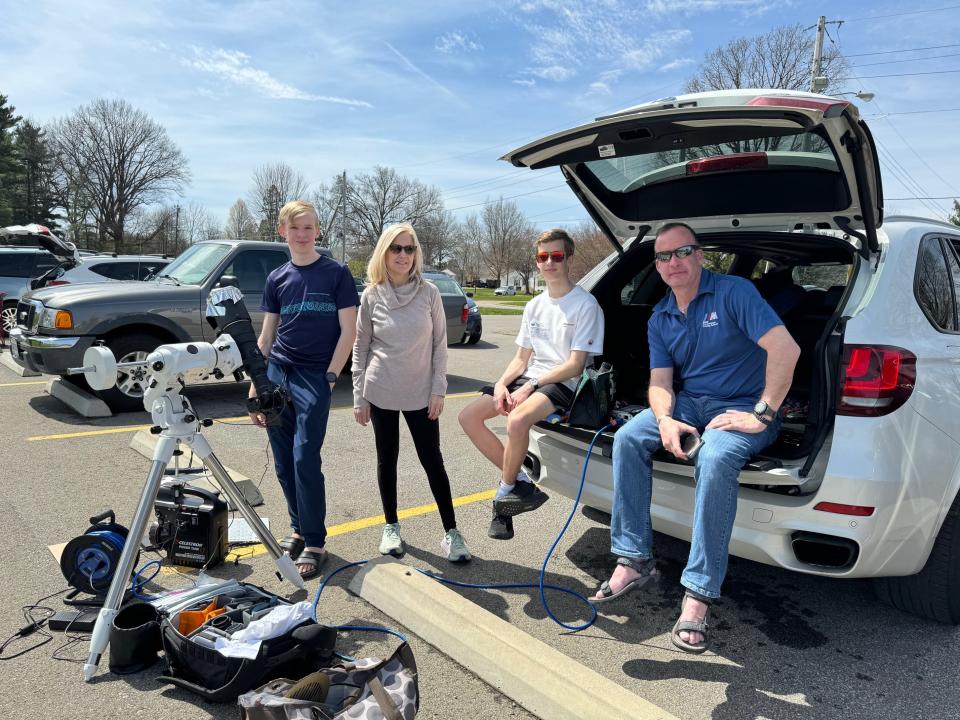 The Dressler family from Leonardtown, Maryland - Will, Susan, Roger and Rick - started their trek in New York, but drove all day on Monday to Ashland for better viewing based on less cloud cover.