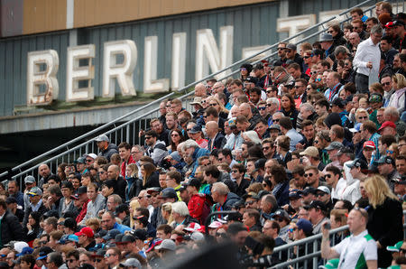 Motorsport - Formula E - Berlin ePrix - Berlin-Tempelhof, Berlin, Germany - May 25, 2019 General view of spectators in a stand REUTERS/Hannibal Hanschke
