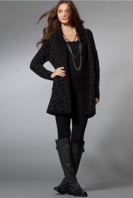 This long cardigan has a more subtle print and can double as a coat.