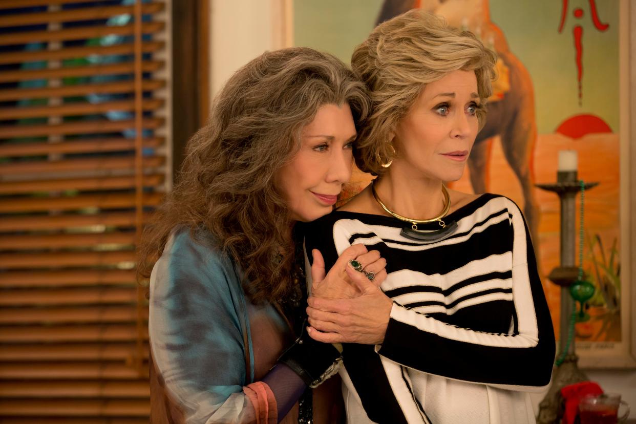 'Grace and Frankie': Our protagonists (Lily Tomlin, left, and Jane Fonda) are still coping with the fallout of their husbands having married each other.