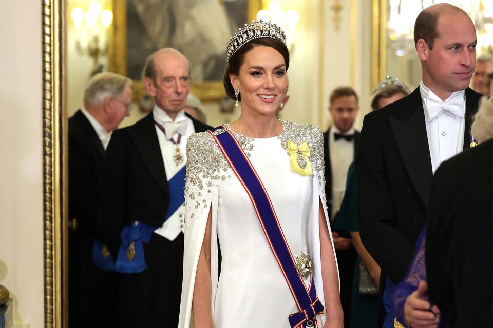 Catherine, Princess of Wales during the State Banquet at Buckingham Palace on November 22, 2022 in London, England. This is the first state visit hosted by the UK with King Charles III as monarch, and the first state visit here by a South African leader since 2010.