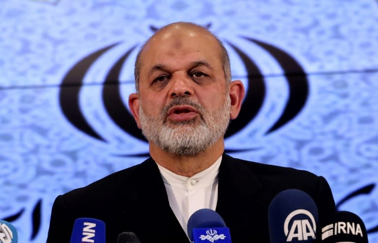 Iranian Interior Minister Ahmad Vahidi speaks during a press conference in Tehran on March 4, 2024 (ATTA KENARE)