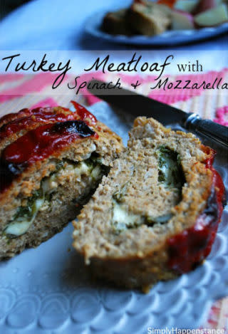 Turkey Meatloaf with Spinach and Mozzarella