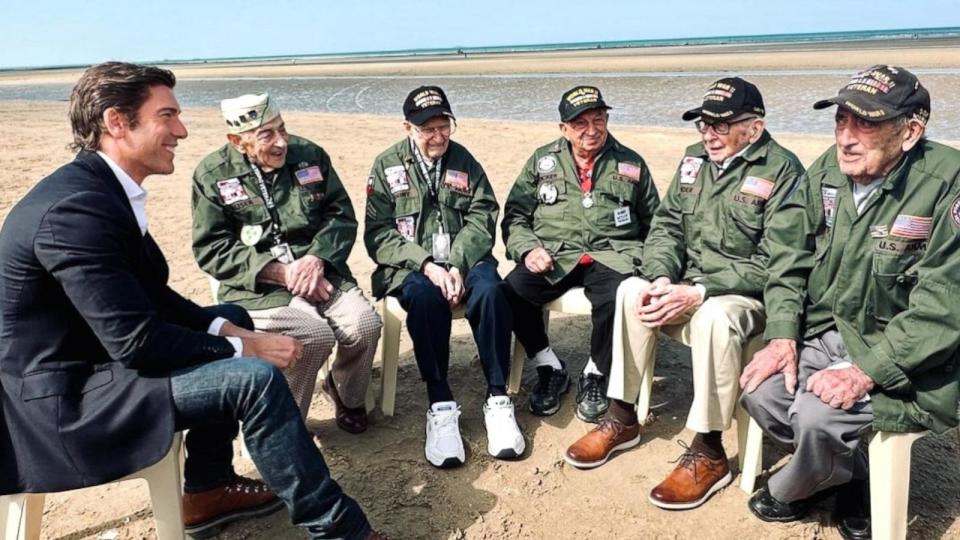 PHOTO: ABC News' 'World News Tonight with David Muir' anchor sits down with World War II veterans Jake Ruser, Andrew “Tim” Kiniry, Irving Locker, Alan Kinder and Onofrio Zicari. (Courtesy of David Muir)