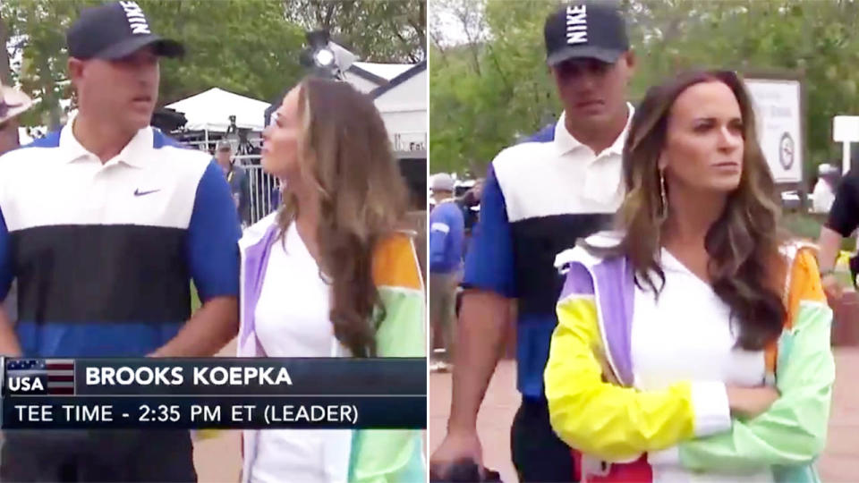 Brooks Koepka didn’t have time for a kiss. Image: PGA