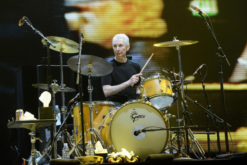 <p>Charlie Watts of The Rolling Stones perfoms at The O2 Arena on November 29, 2012 in London, England.</p>