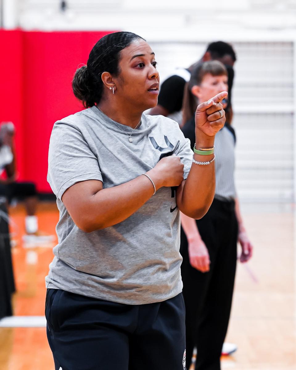 University of Cincinnati womens basketball head coach Katrina Merriweather was a bench coach for the 2023 Womens AmeriCup and now leads the Bearcats into the Big 12. Merriweather is also a former UC player.