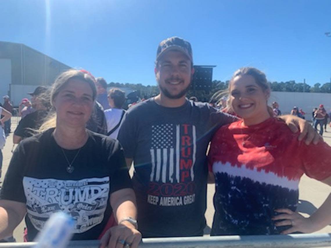 Melissa Harrell, 44, of Jacksonville, N.C. said she was attending her first Trump rally, along with her daughter and son-in-law. Harrell said she was concerned about the economy and immigration, as well as the 2020 election.