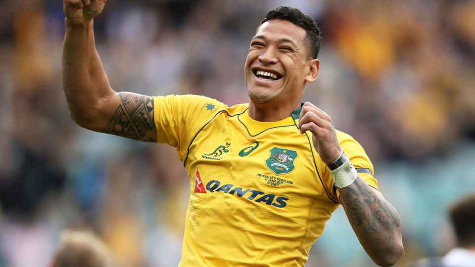 Israel Folau in action for the Wallabies. (Photo by Mark Kolbe/Getty Images)