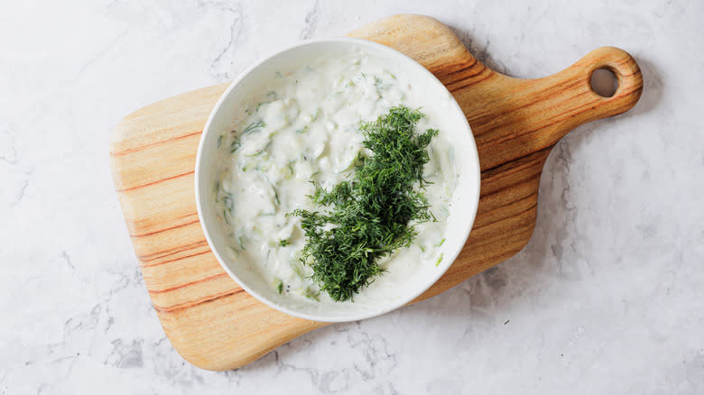 Tzatziki sauce in bowl