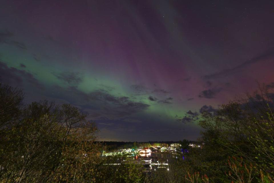 An aurora lights the sky as the solar activity reached its peak and triggered geomagnetic storms on May 11, 2024 in Toronto.