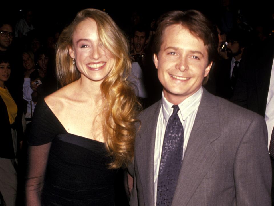 Tracy Pollan and Michael J. Fox during "Back To The Future Part 2" Los Angeles Premiere at Cineplex Odeon in Los Angeles, California, United States