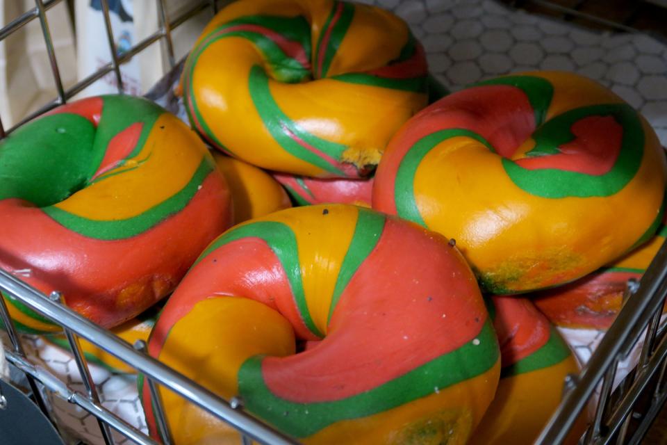 Rainbow bagels at Manna Bagels Cafe on Herbertsville Road in Brick Township Wednesday, January 4, 2023. 