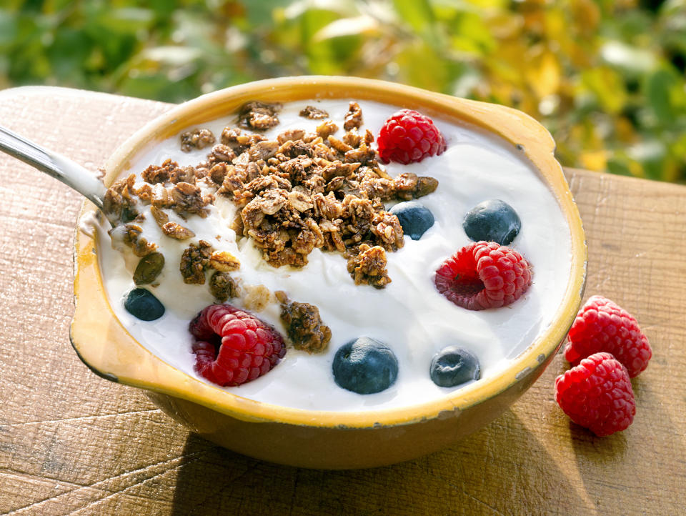 Yogurt gives the body good bacteria that helps keep skin clear and healthy. (Getty Images)